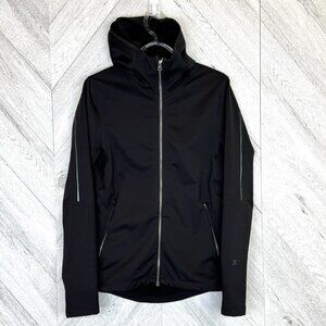 Lululemon Fleece Back Soft Shell Jacket Mens XS Windproof Black Hood Zip Up